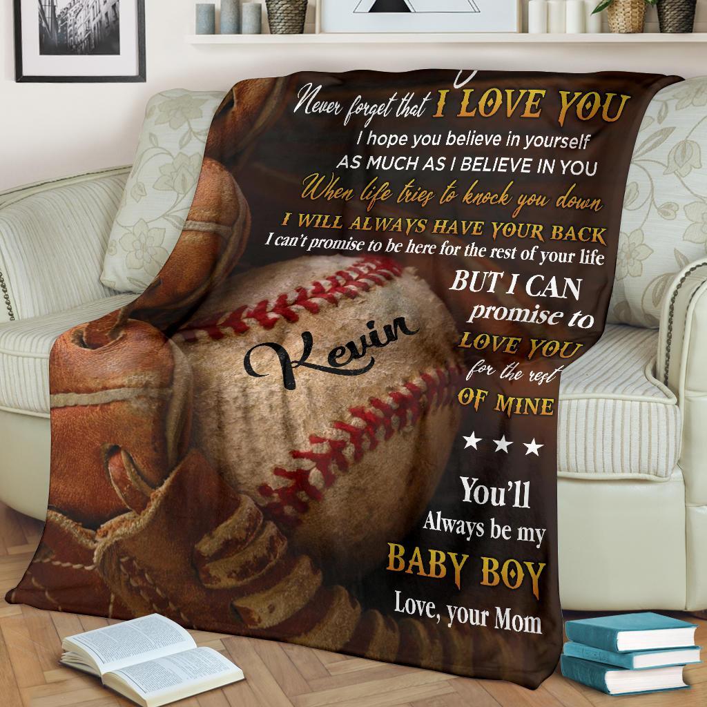 litzzy Personalized Never Forget Baseball Softball Glove Fleece Blanket - Tlno0911201 Quilt Blanket   