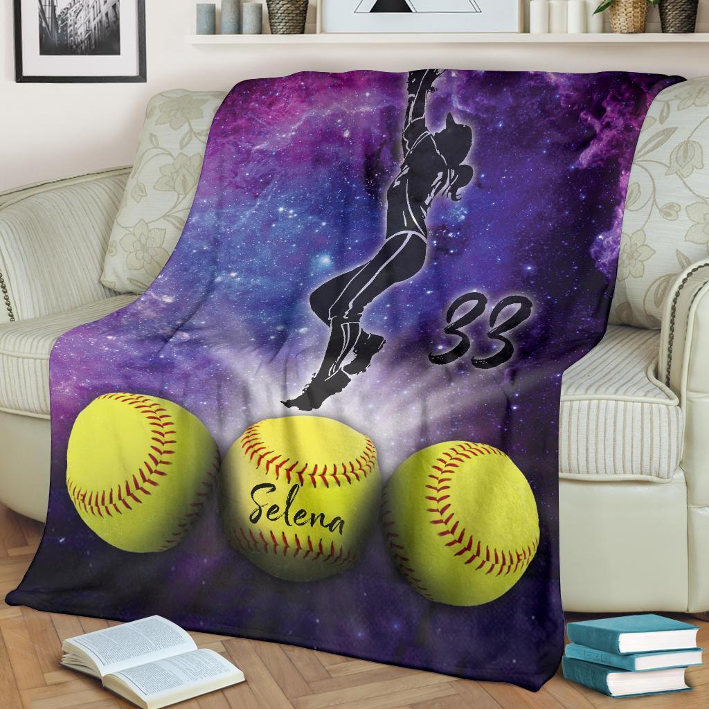 litzzy Personalized Softball Fleece Blanket - Lath2311202Ki Quilt Blanket   