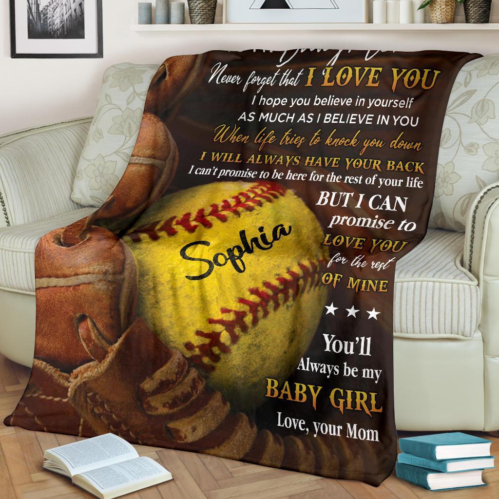 litzzy Personalized Never Forget Baseball Softball Glove Fleece Blanket - Tlno0911201 Quilt Blanket   