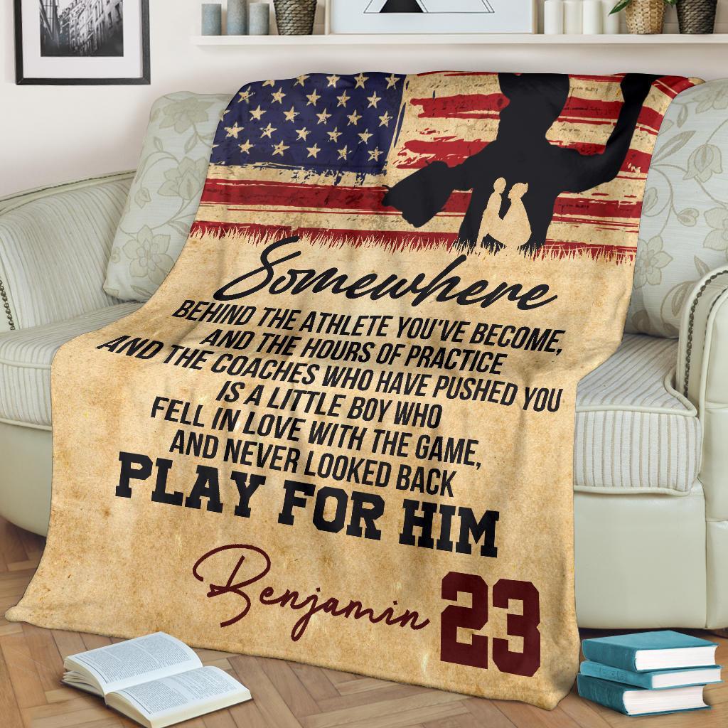 litzzy Personalized Baseball Somewhere Fleece Blanket - Tlty3011201 Quilt Blanket   