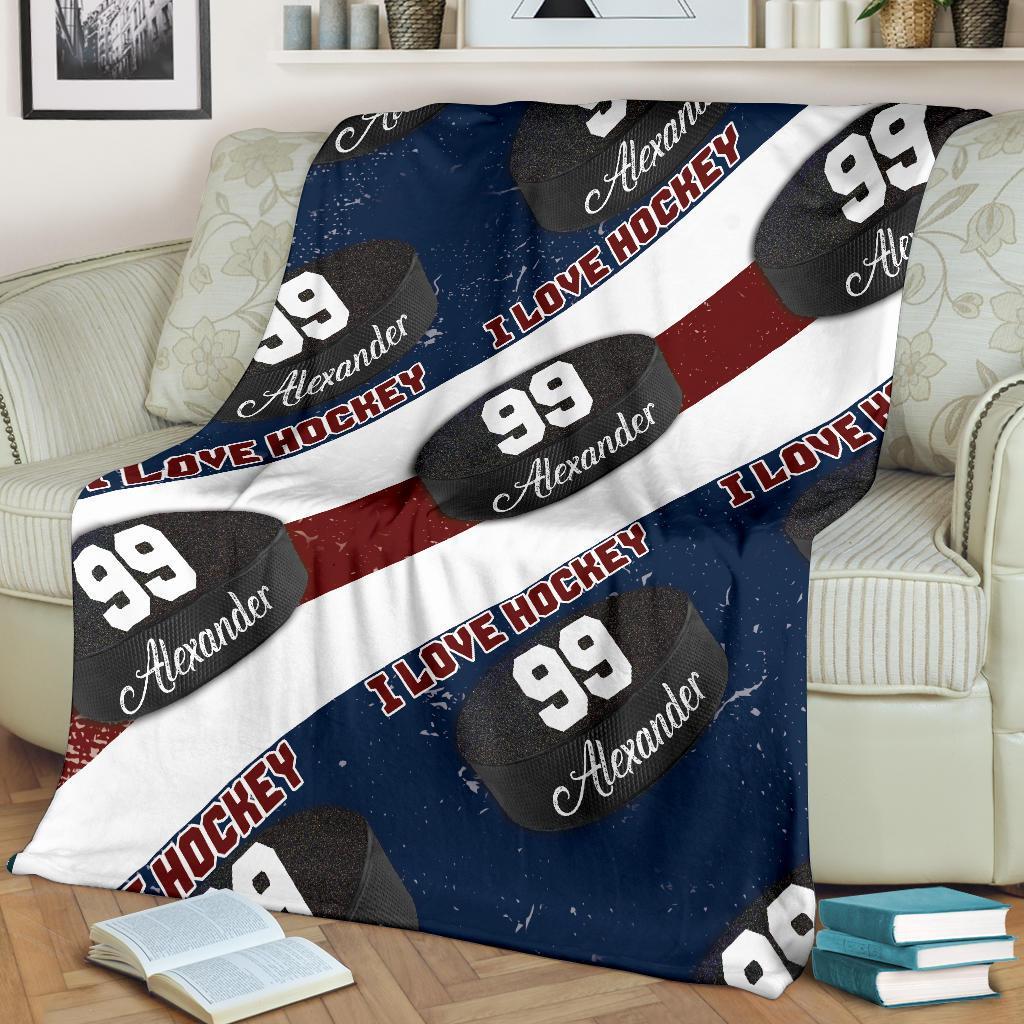 litzzy Personalized I Love Hockey Fleece Blanket - Latg1911202 Quilt Blanket   