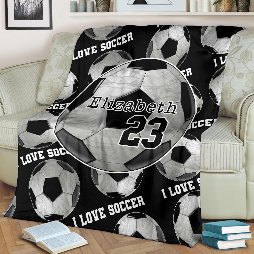litzzy Personalized I Love Soccer Fleece Blanket - Ty0911206Ki Quilt Blanket   