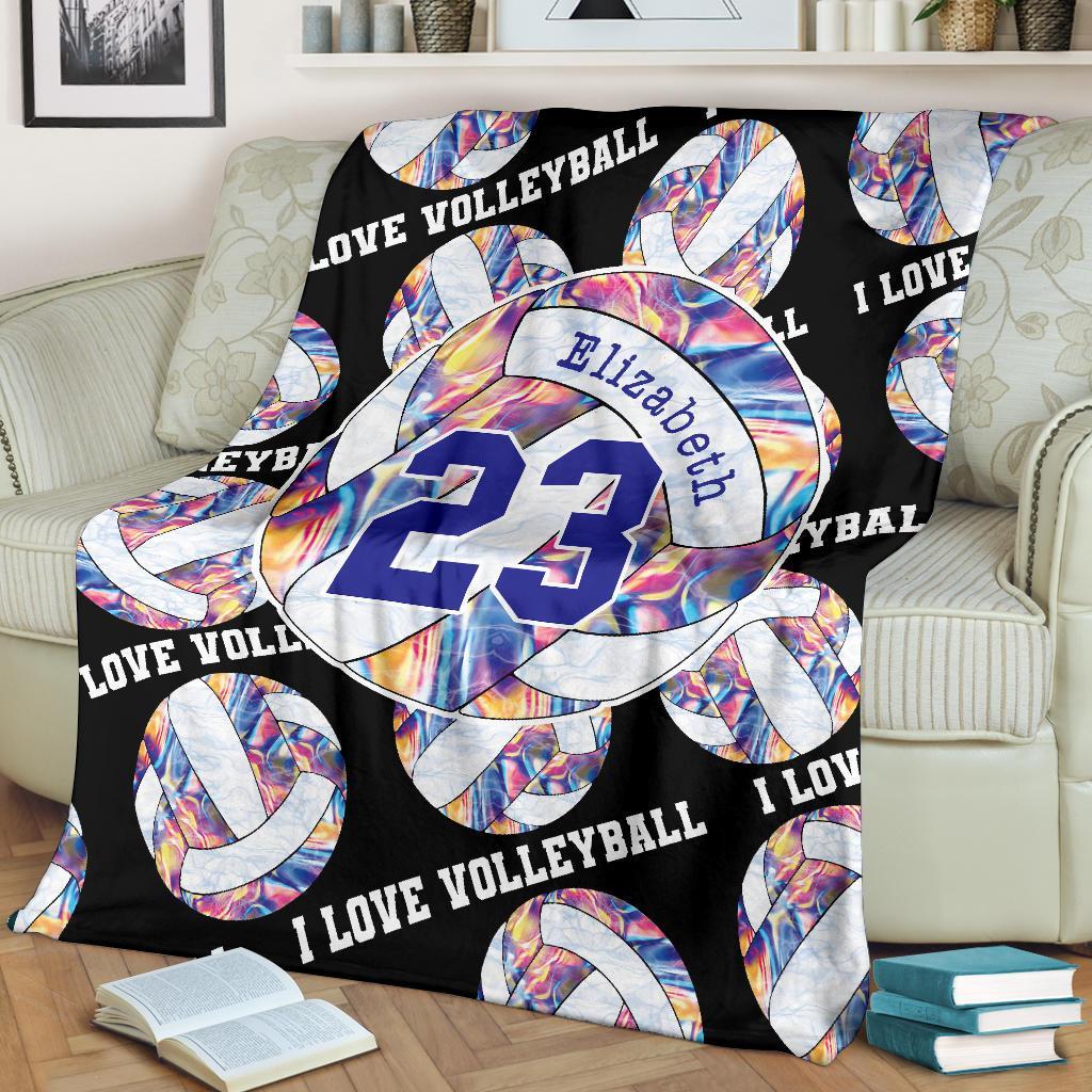 litzzy Personalized I Love Volleyball Colorful Fleece Blanket - Ty0911202 Quilt Blanket   