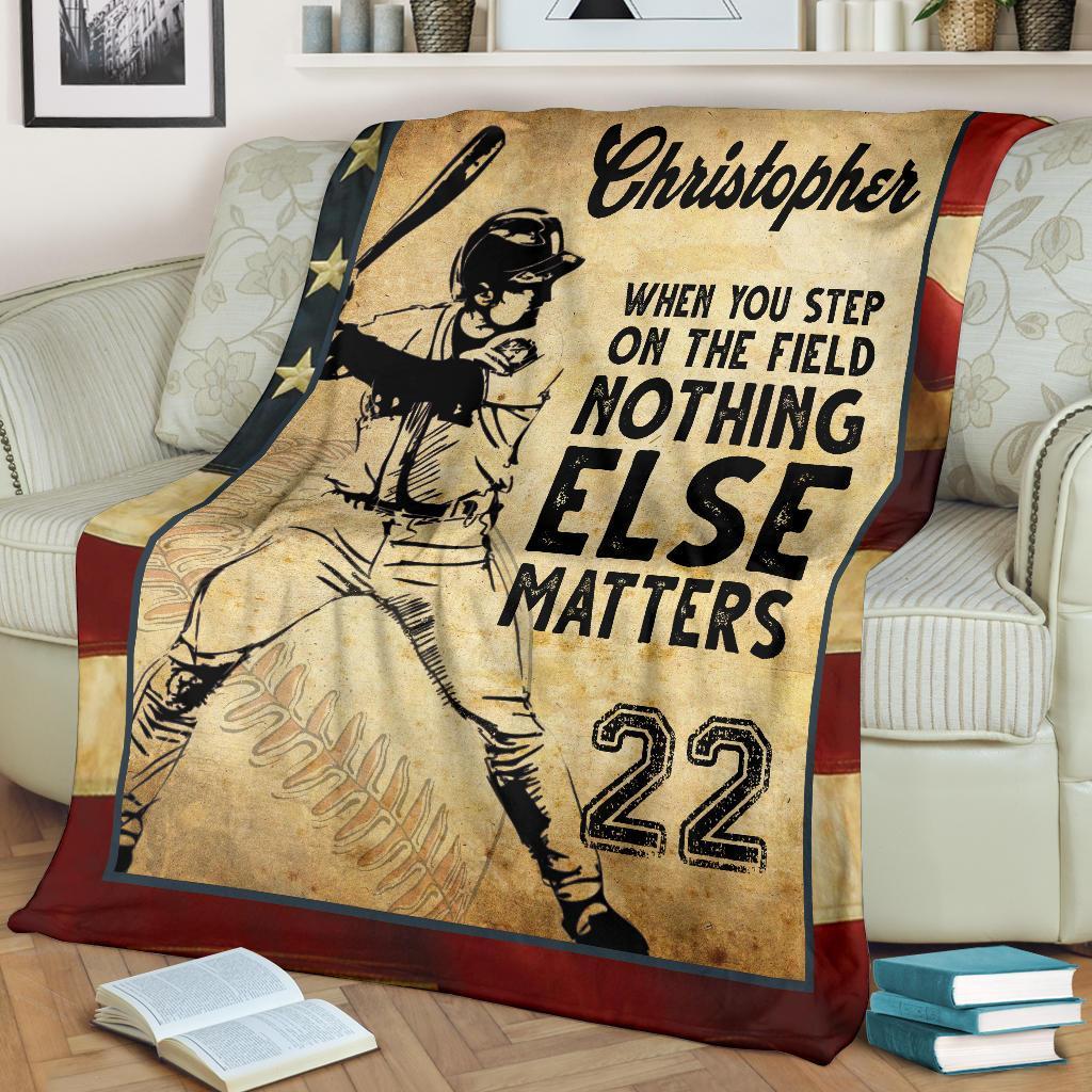 litzzy Personalized Baseball When You Step Fleece Blanket - Laci2611202 Quilt Blanket   