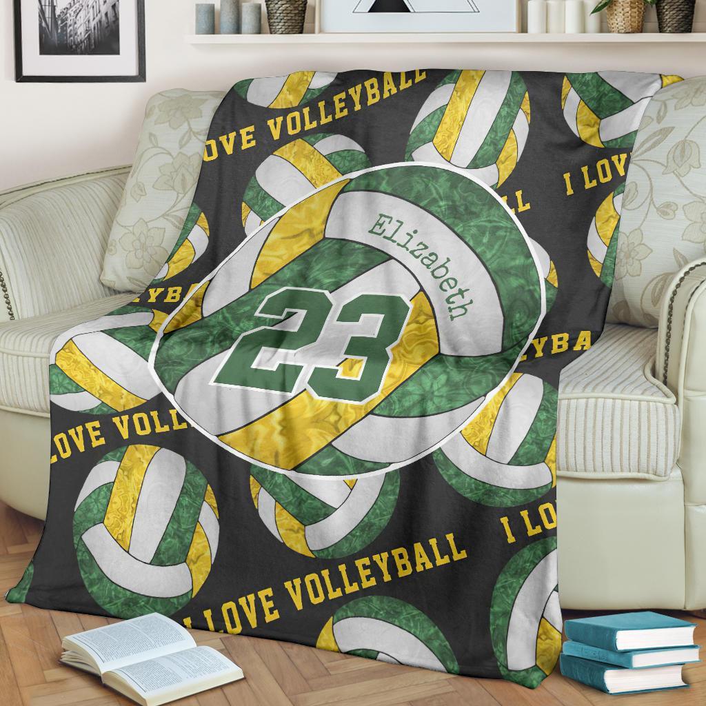litzzy Green Gold White - I Love Vlb Collection Fleece Blanket - Ty0611202 Quilt Blanket   