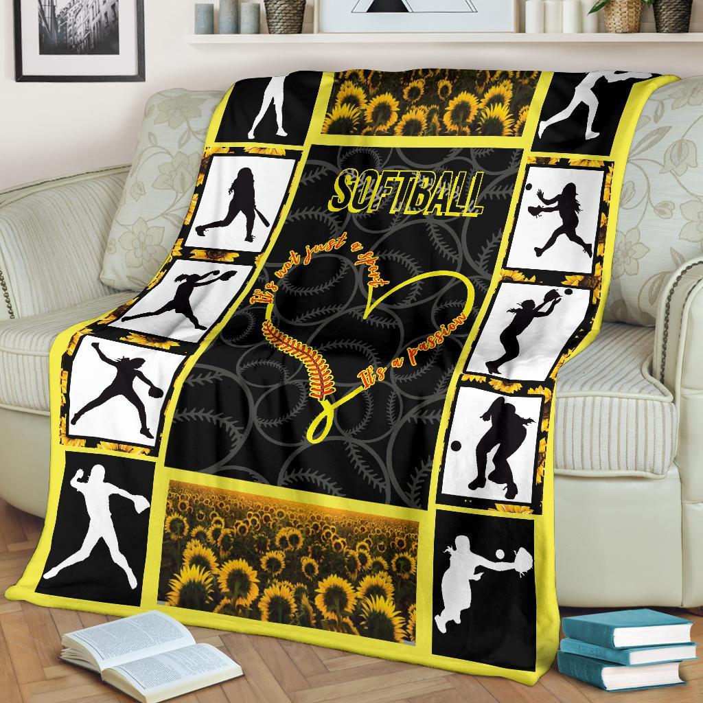 litzzy Softball It'S A Passion Fleece Blanket - Latg3011201 Quilt Blanket   