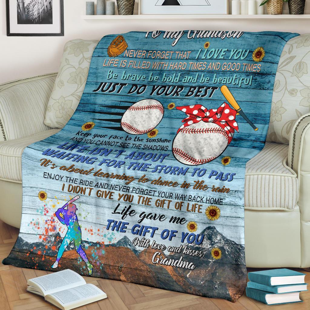 litzzy Baseball To My Grandson Fleece Blanket - Nh0808201Ki Quilt Blanket   