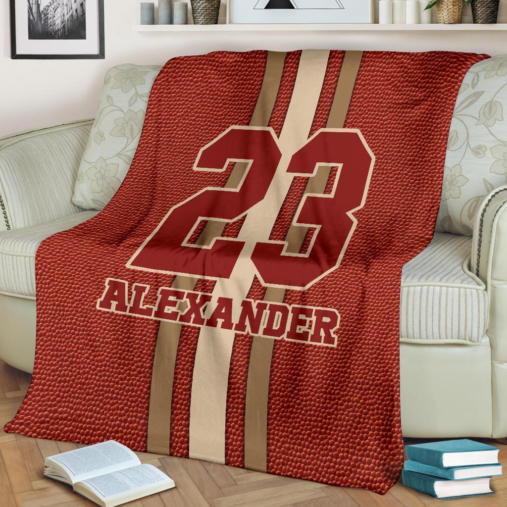 litzzy Personalized Football Leather Fleece Blanket - Tlty2811201 Quilt Blanket   
