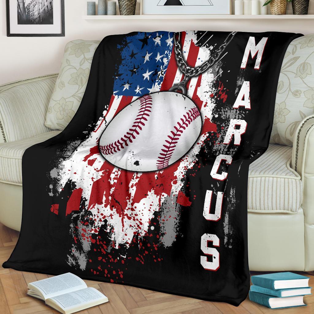 litzzy Personalized Sport Us Flag Fleece Blanket - Lath1011201 Quilt Blanket   