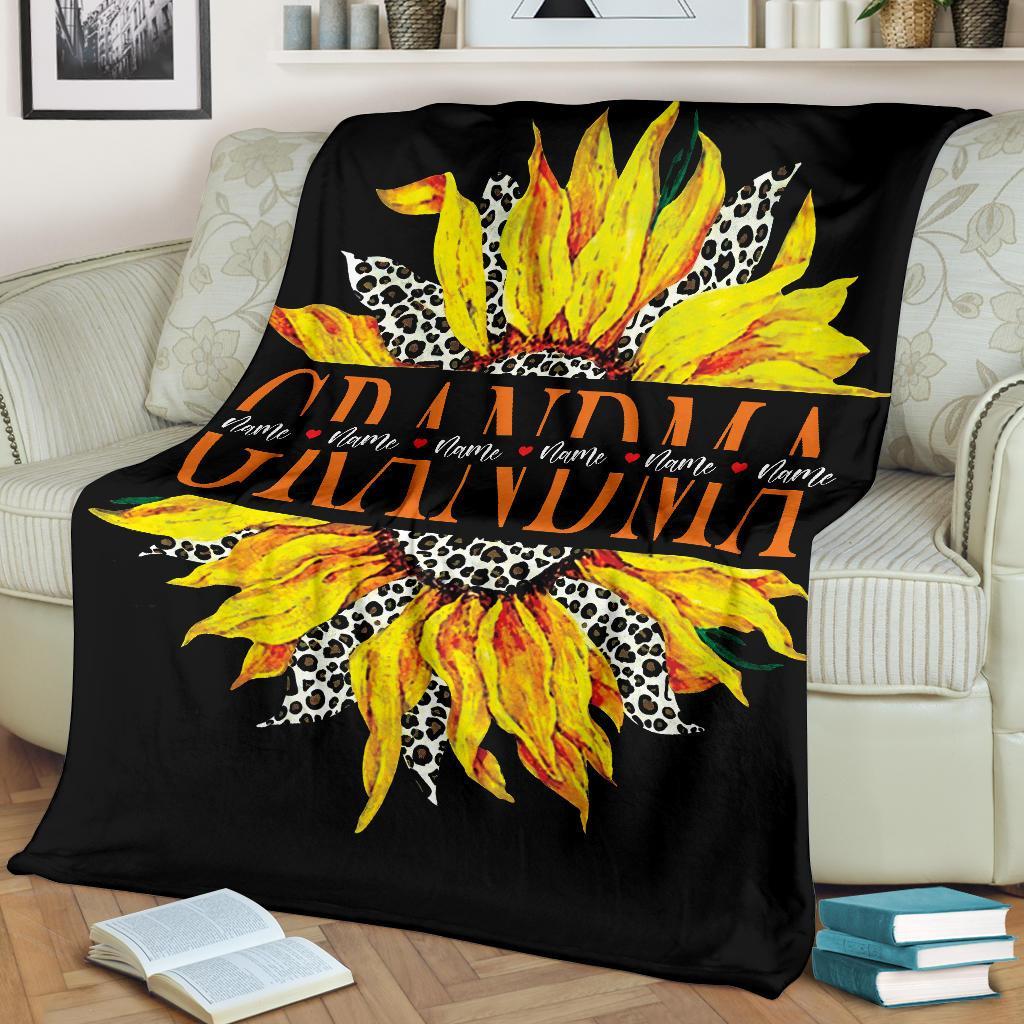litzzy Personalized Sunflower Grandma Fleece Blanket - Tlty0212201 Quilt Blanket   