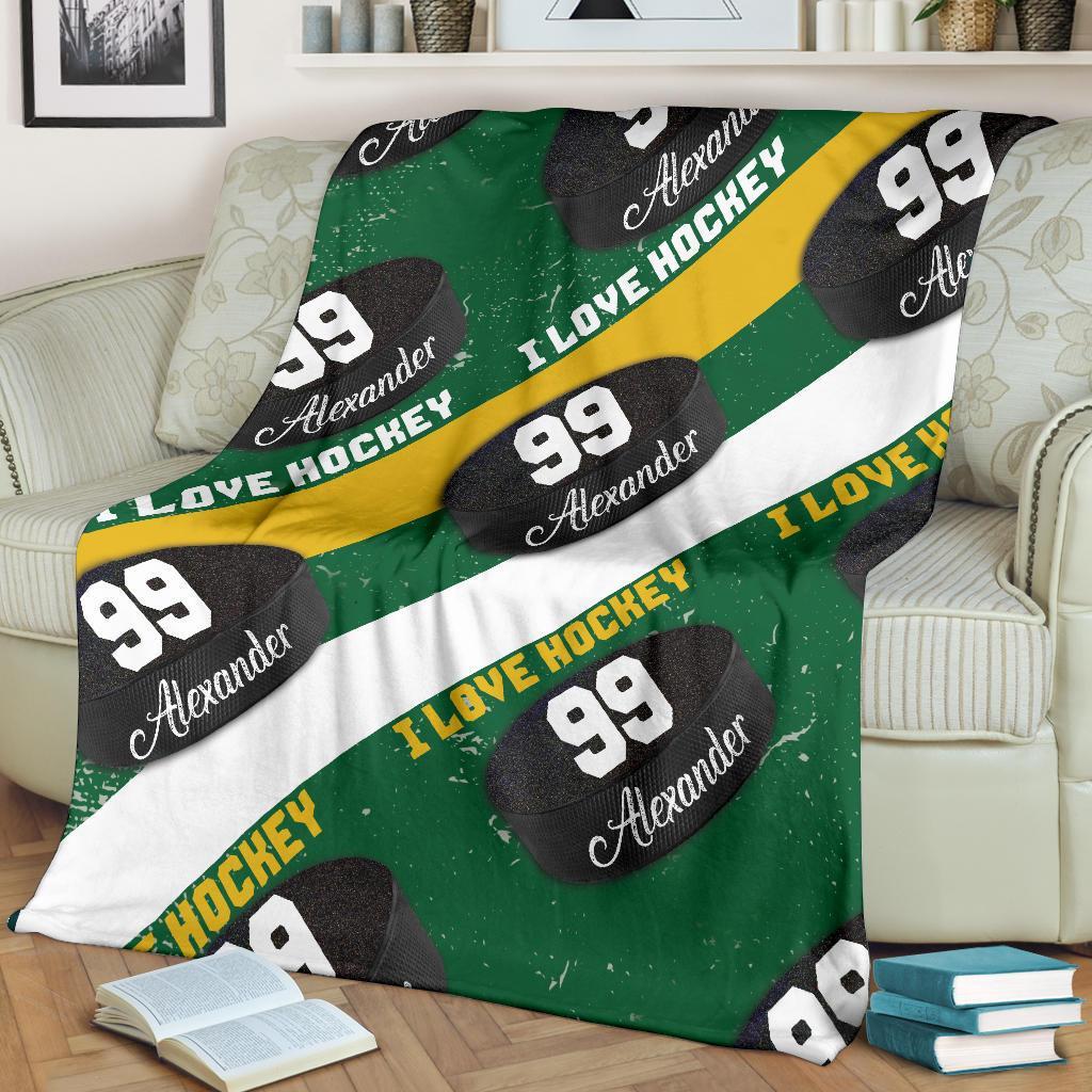 litzzy Personalized I Love Hockey Fleece Blanket - Latg1911202 Quilt Blanket   