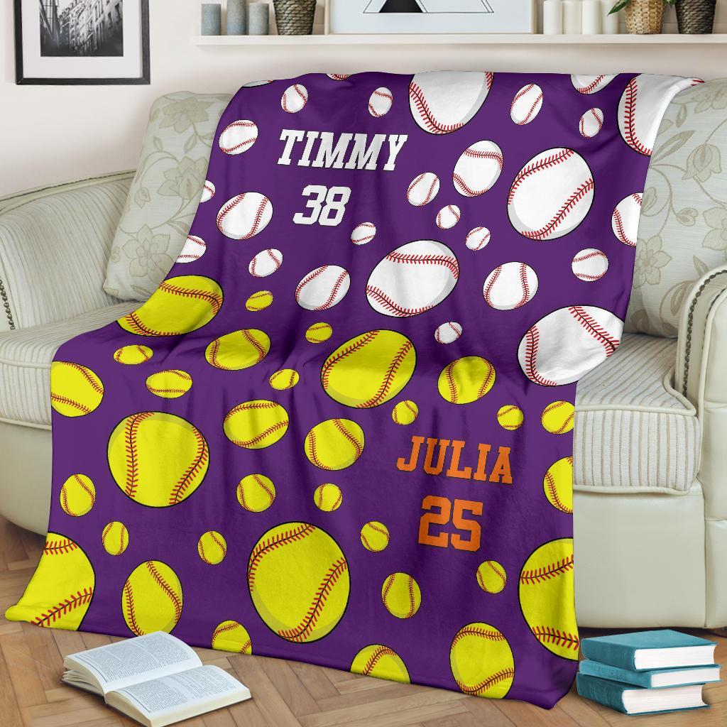 litzzy Personalized Baseball Softball Balls Fleece Blankets - Tlnb1311201Ki Quilt Blanket   