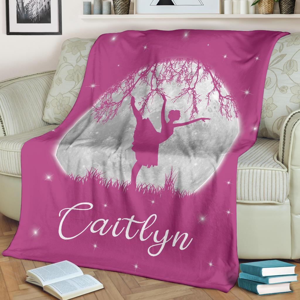 litzzy Personalized Dancing Moon Fleece Blanket - Laci2711203 Quilt Blanket   