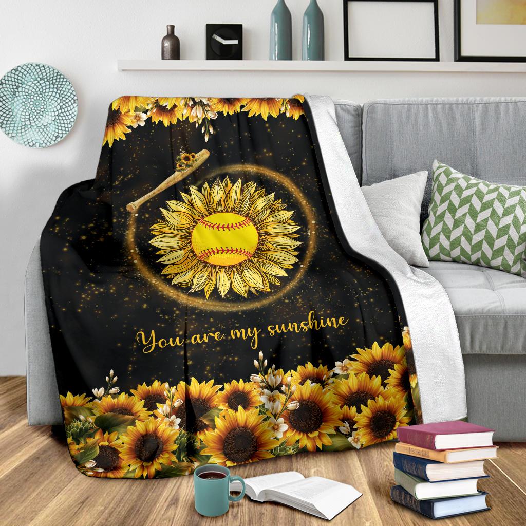 litzzy Softball You Are My Sunshine Premium Fleece Blanket Nh170520Ki Quilt Blanket   