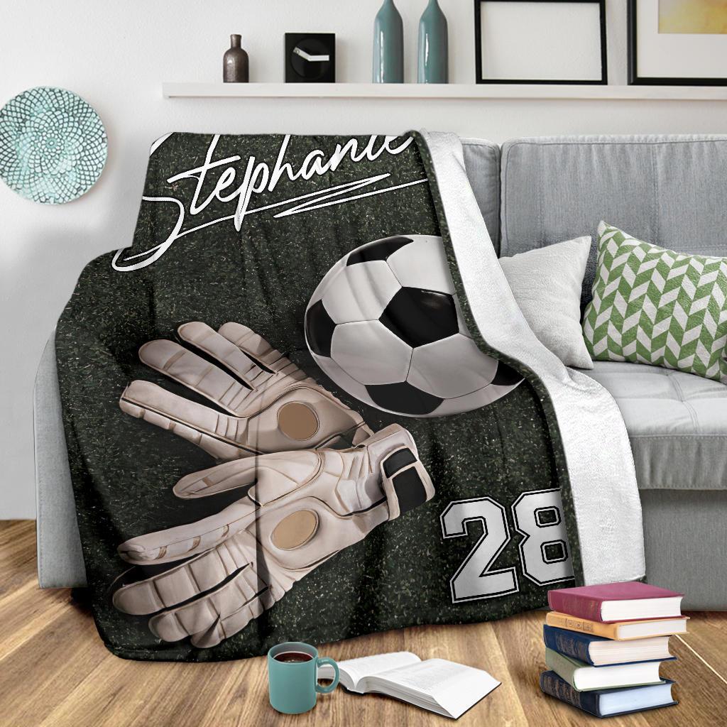 litzzy Personalized Soccer Ball Fleece Blanket - Nh0911205 Quilt Blanket   
