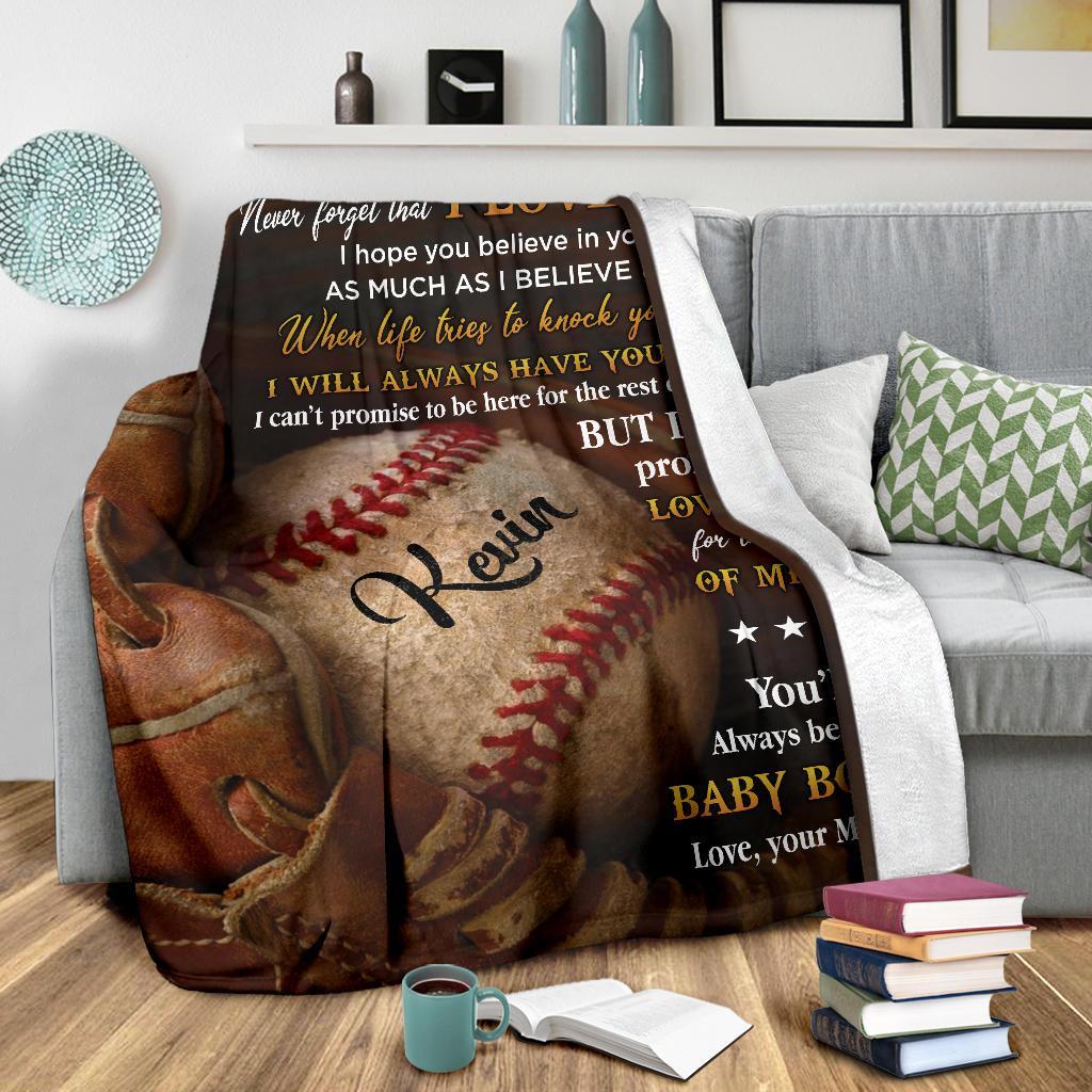 litzzy Personalized Never Forget Baseball Softball Glove Fleece Blanket - Tlno0911201 Quilt Blanket   