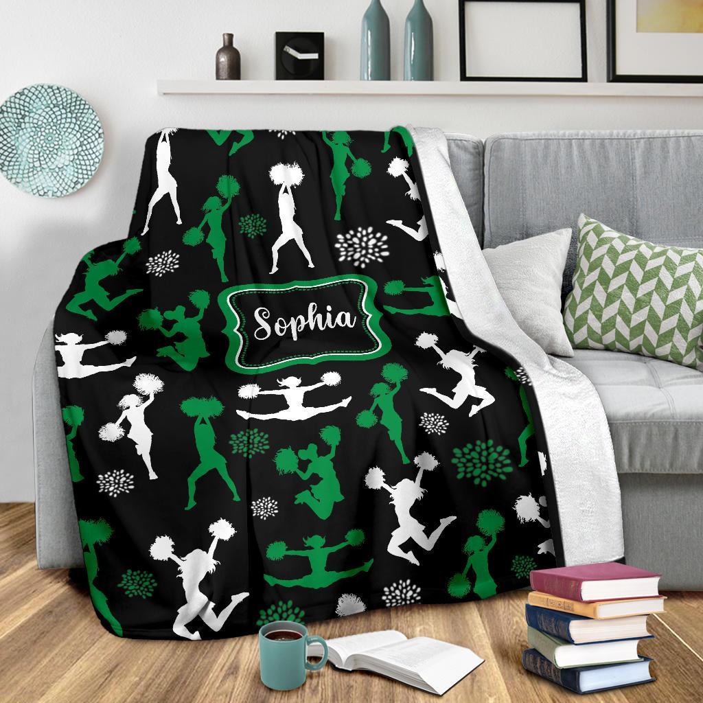 litzzy Personalized Cheerleader Collection Fleece Blanket - Tlnb1711201 Quilt Blanket GREEN WHITE 50 X 60 