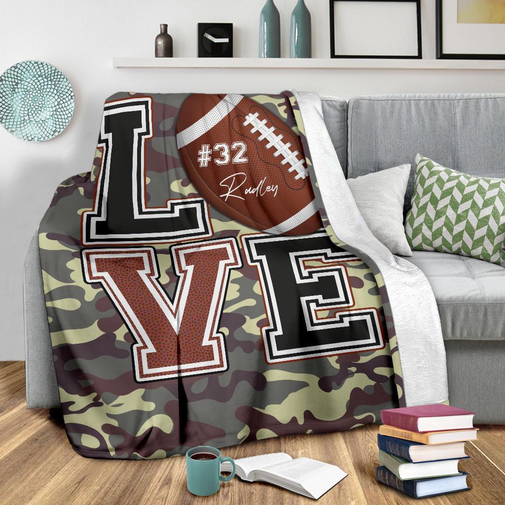 litzzy Personalized Love Football Fleece Blanket - Lath2411204 Quilt Blanket   