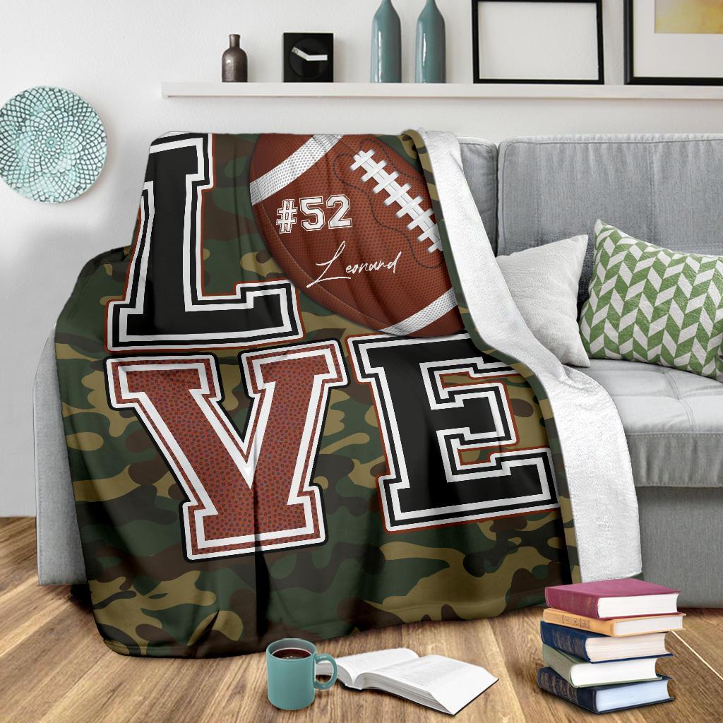 litzzy Personalized Love Football Fleece Blanket - Lath2411204 Quilt Blanket   