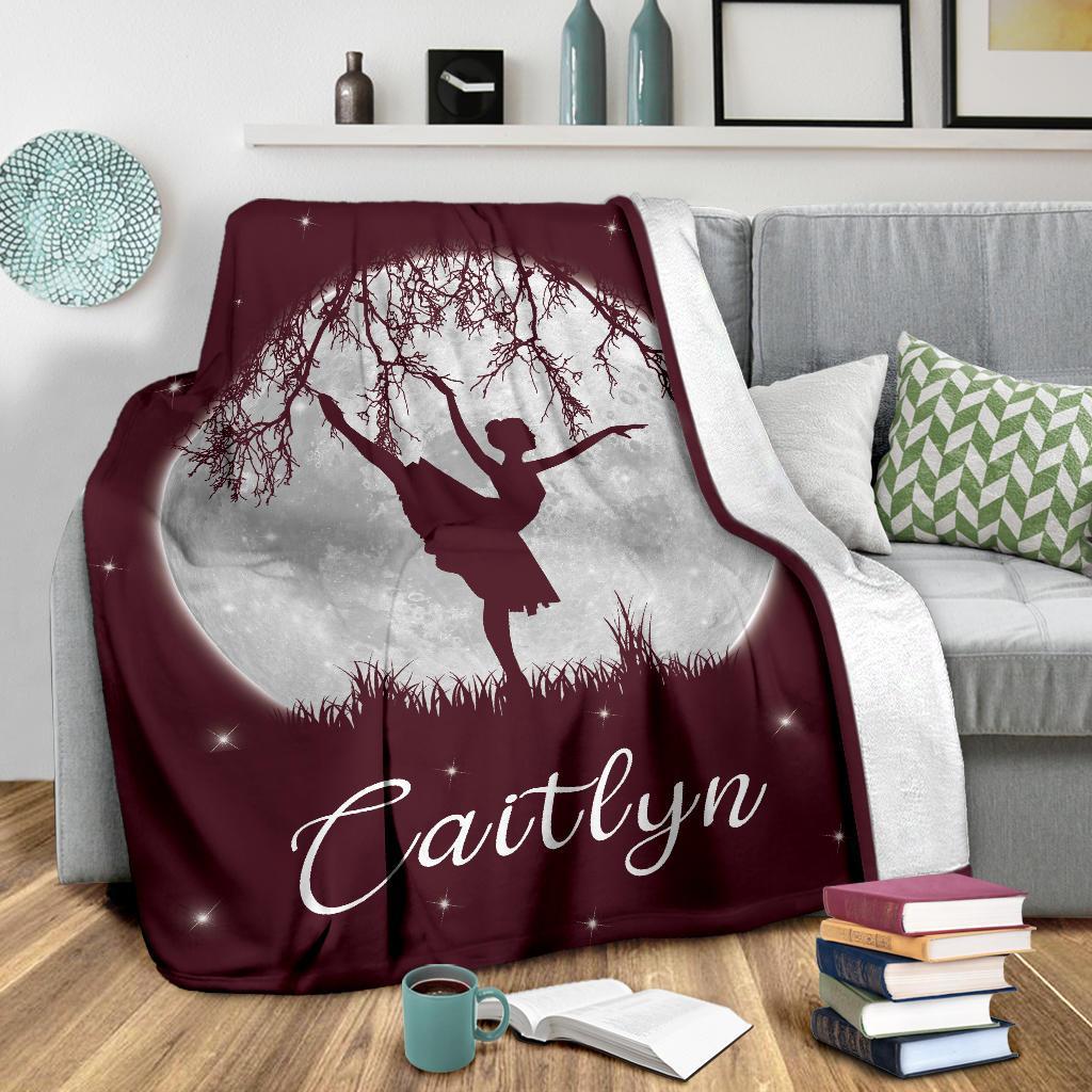 litzzy Personalized Dancing Moon Fleece Blanket - Laci2711203 Quilt Blanket   