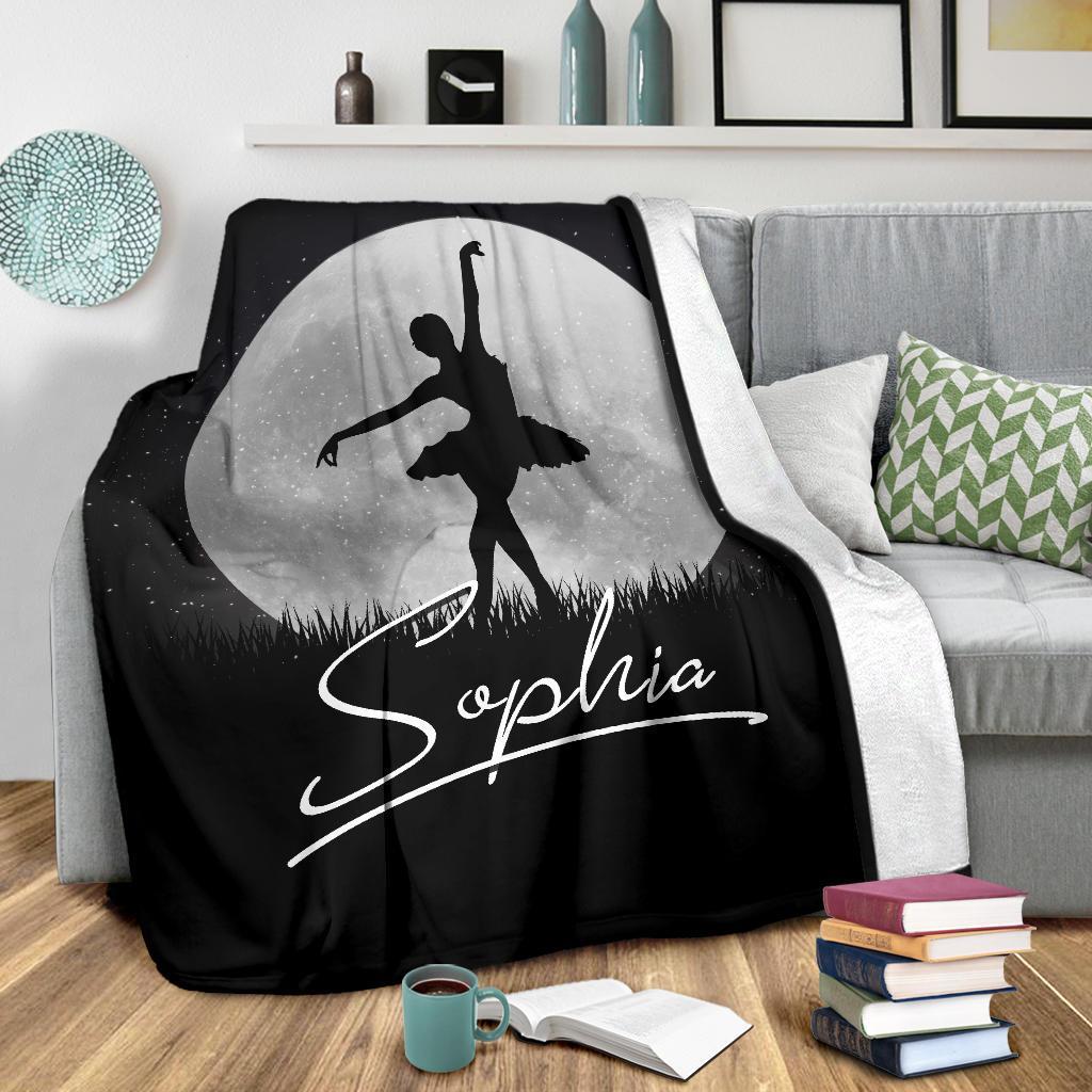 litzzy Personalized Ballet Moon Collection Fleece Blanket - Tlno1110202Ki Quilt Blanket   