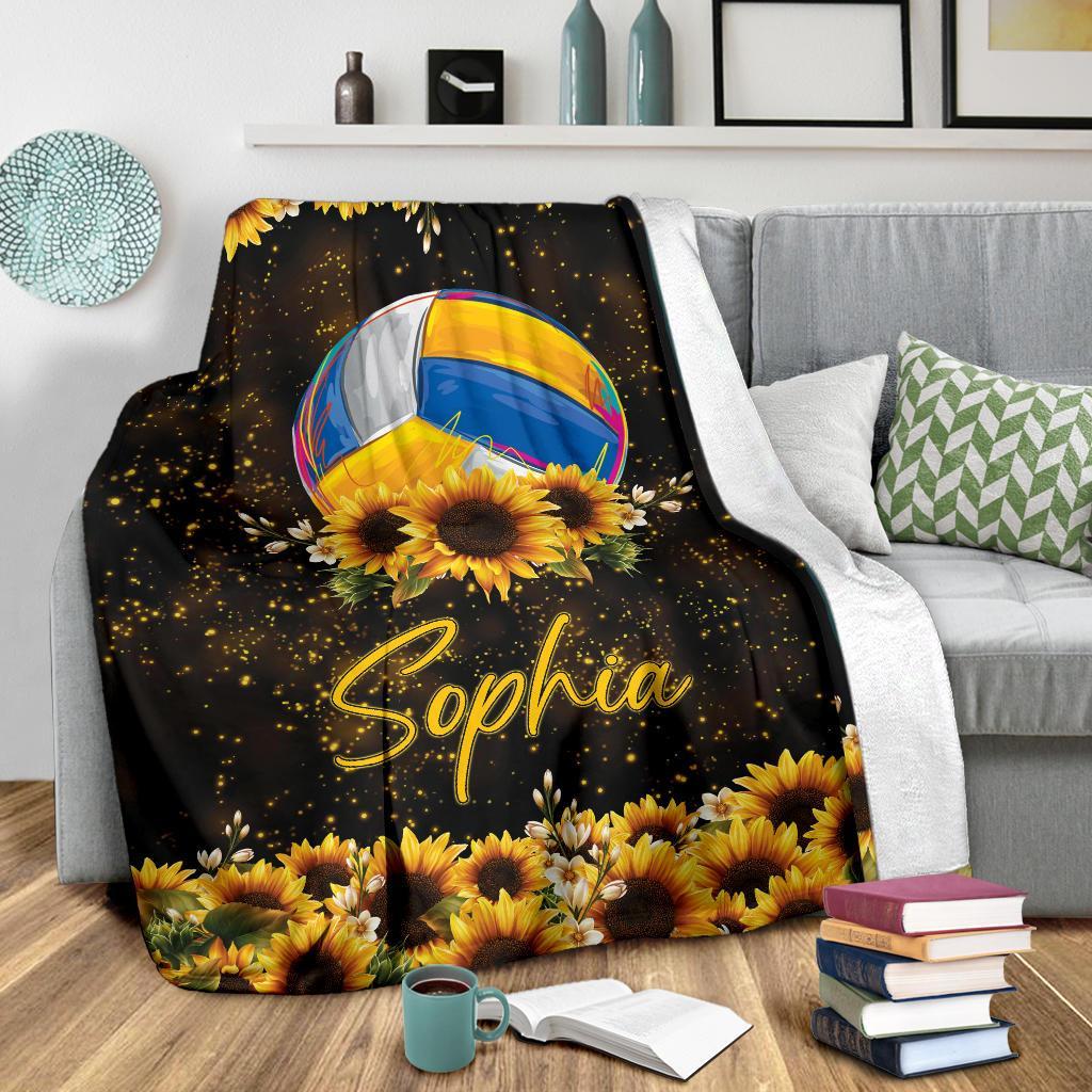 litzzy Personalized Volleyball Sunflower Fleece Blanket - Tlnh2111201 Quilt Blanket   