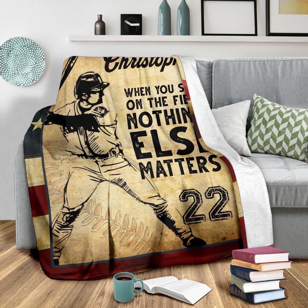 litzzy Personalized Baseball When You Step Fleece Blanket - Laci2611202 Quilt Blanket   