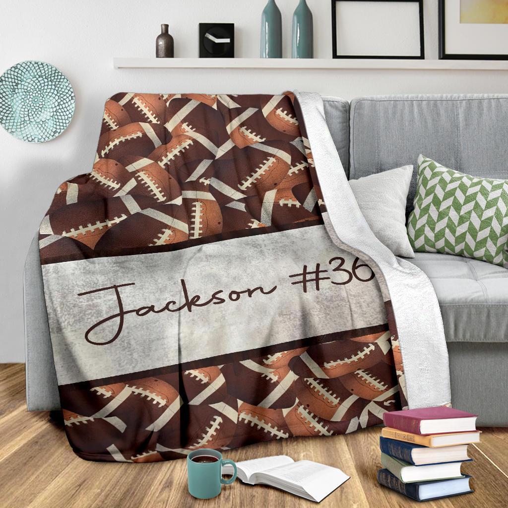 litzzy Personalized Vintage Football Texture Fleece Blanket - Tlnh2411201 Quilt Blanket   