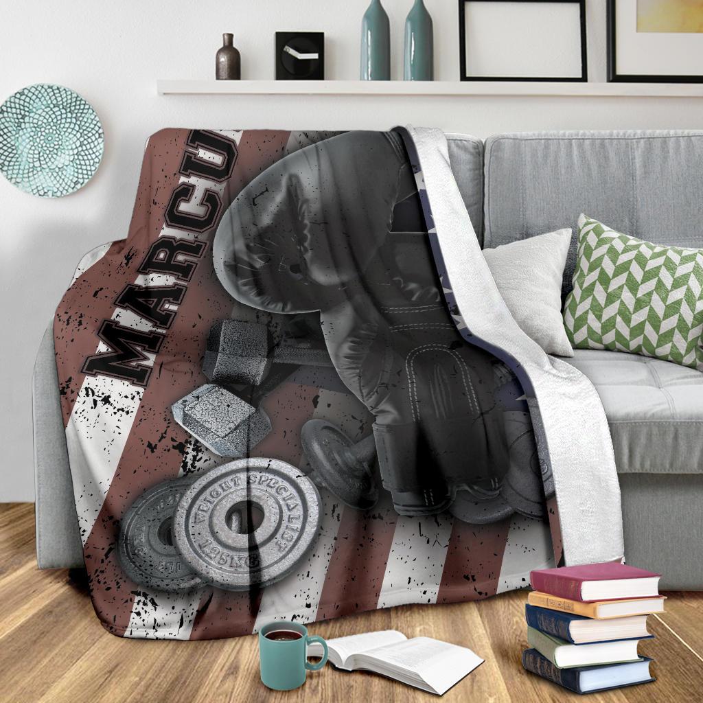 litzzy Personalized Boxing Fleece Blanket - Lath1711203 Quilt Blanket   