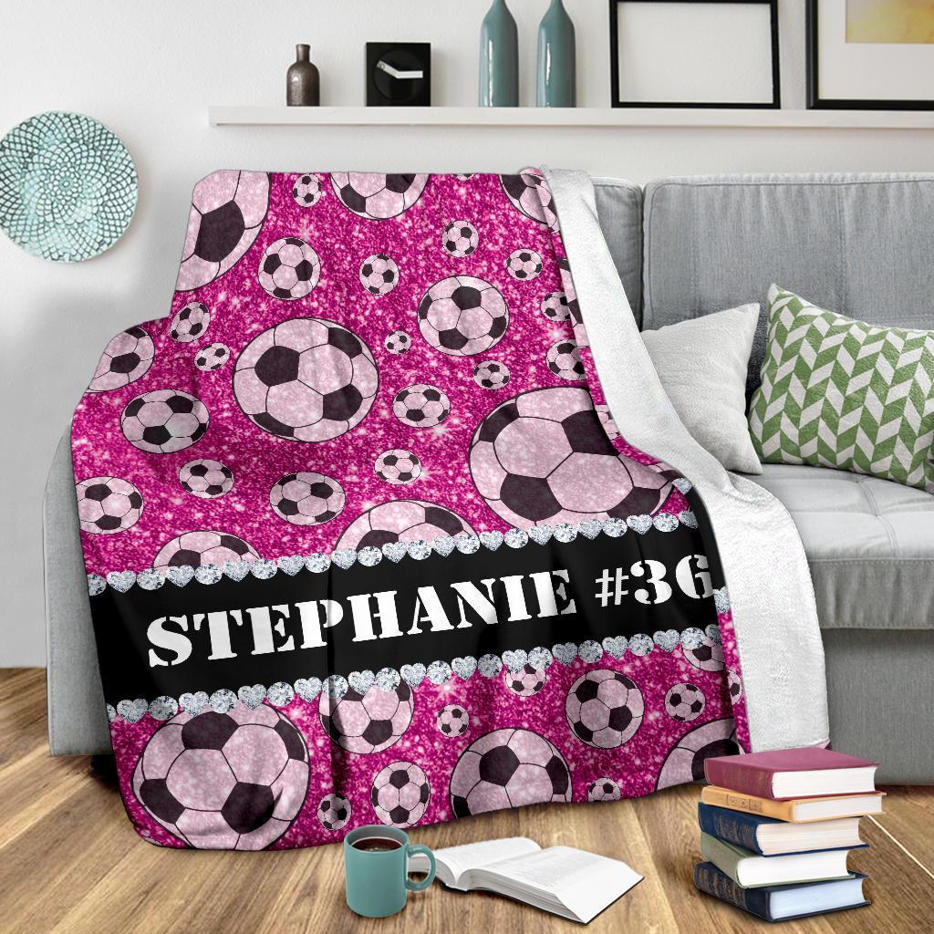 litzzy Personalized Soccer Glitter Fleece Blanket - Tlnh1311203 Quilt Blanket   