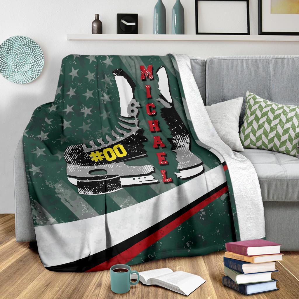 litzzy Personlazied Hockey Crack Fleece Blanket - Lath0911204 Quilt Blanket   