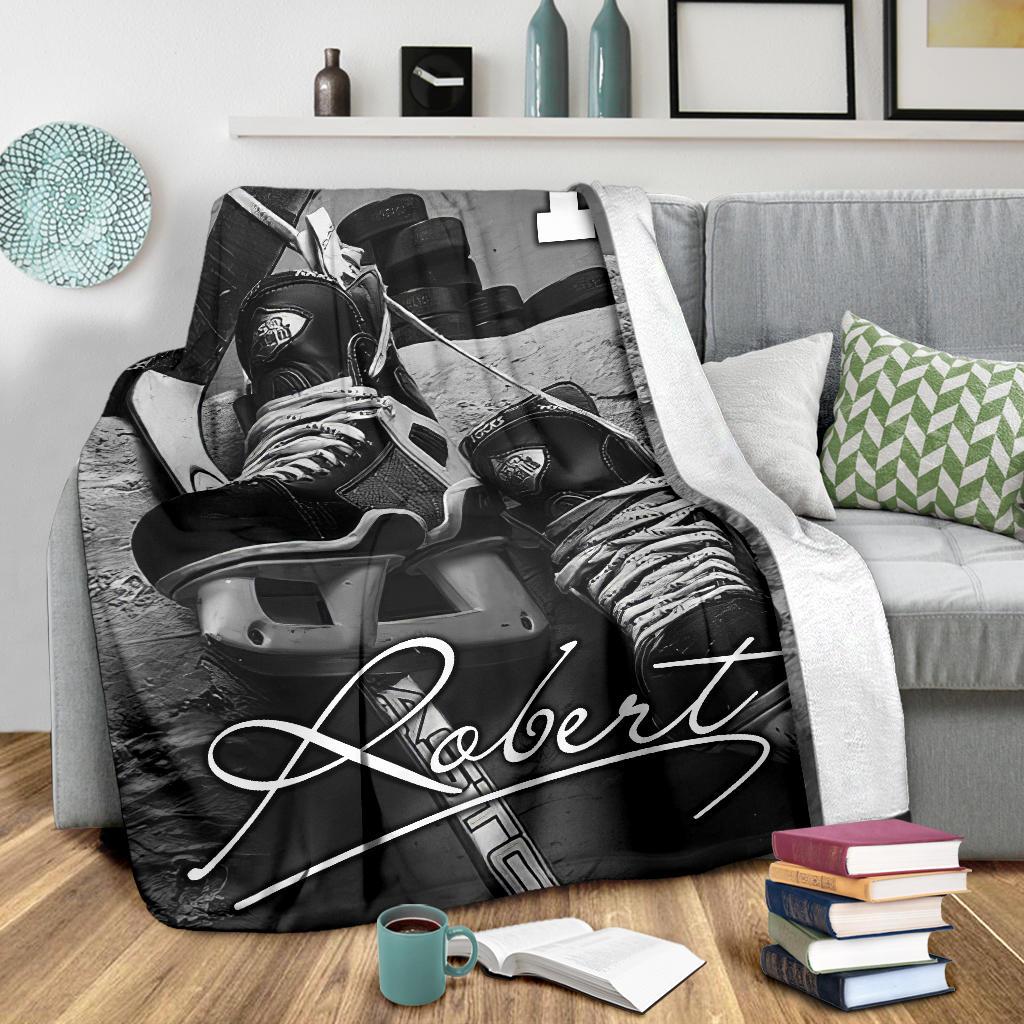 litzzy Personalized Hockey Shoes Fleece Blanket - Ty0911204 Quilt Blanket   