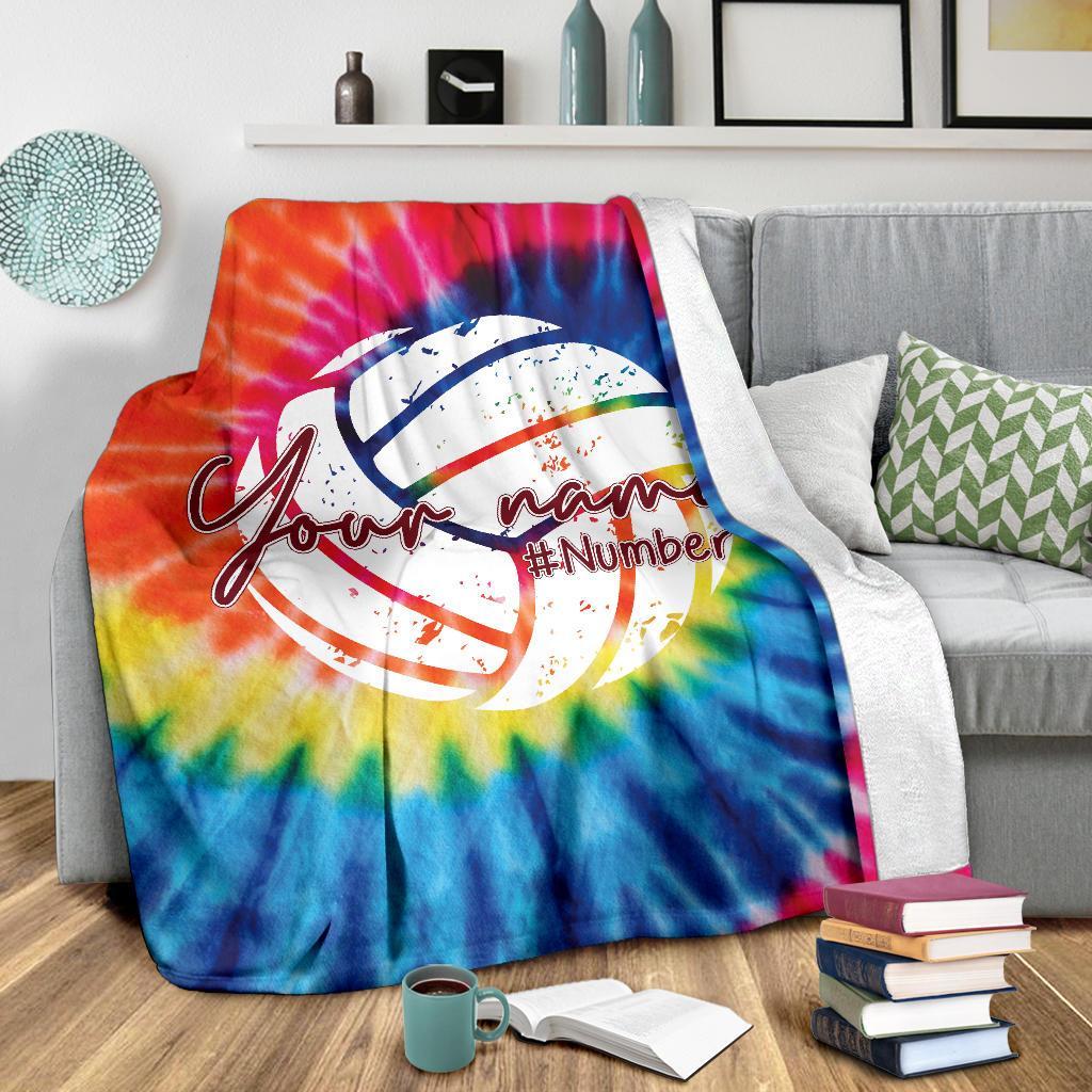 litzzy Personalized Volleyball Tie Dye Fleece Blanket - Tlno0212201 Quilt Blanket   