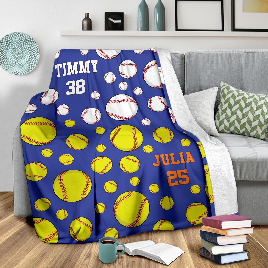 litzzy Personalized Baseball Softball Balls Fleece Blankets - Tlnb1311201Ki Quilt Blanket   