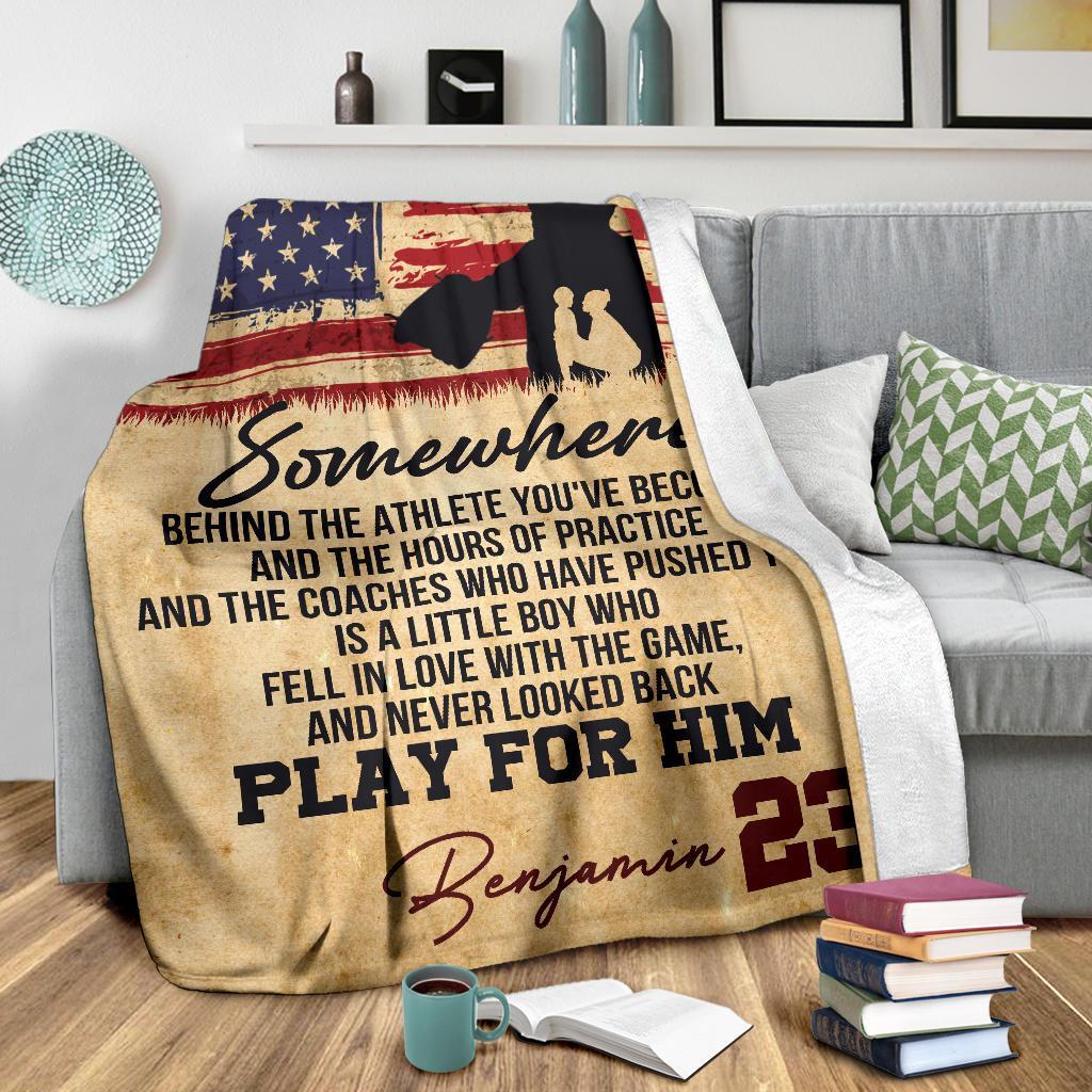 litzzy Personalized Baseball Somewhere Fleece Blanket - Tlty3011201 Quilt Blanket   
