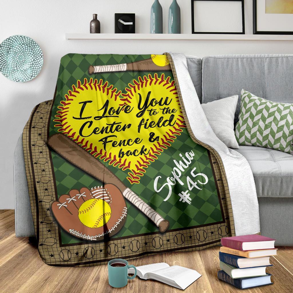 litzzy Personalized Sb I Love You To The Centerfield And Back Fleece Blanket - Tlno1411201Ki Quilt Blanket   