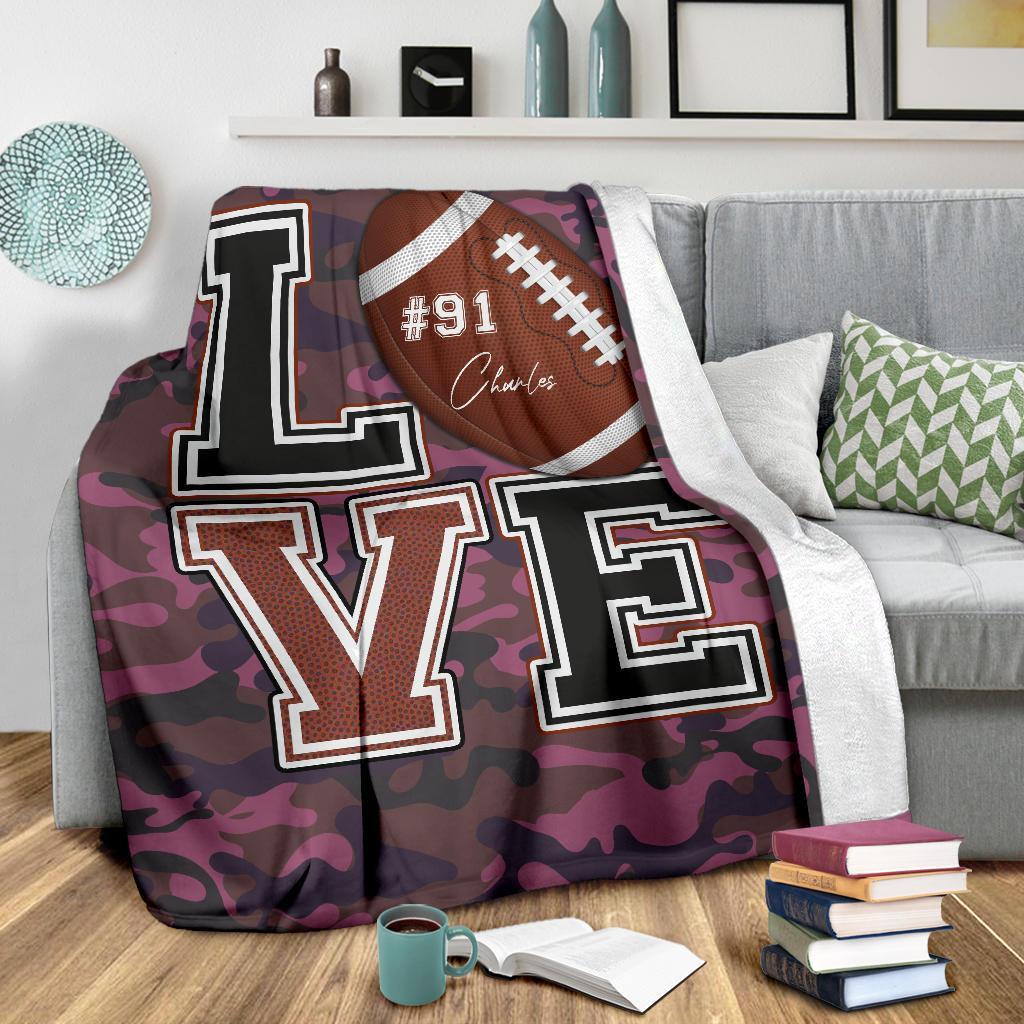 litzzy Personalized Love Football Fleece Blanket - Lath2411204 Quilt Blanket   