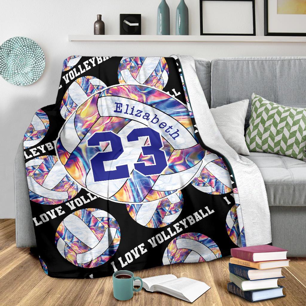litzzy Personalized I Love Volleyball Colorful Fleece Blanket - Ty0911202 Quilt Blanket   