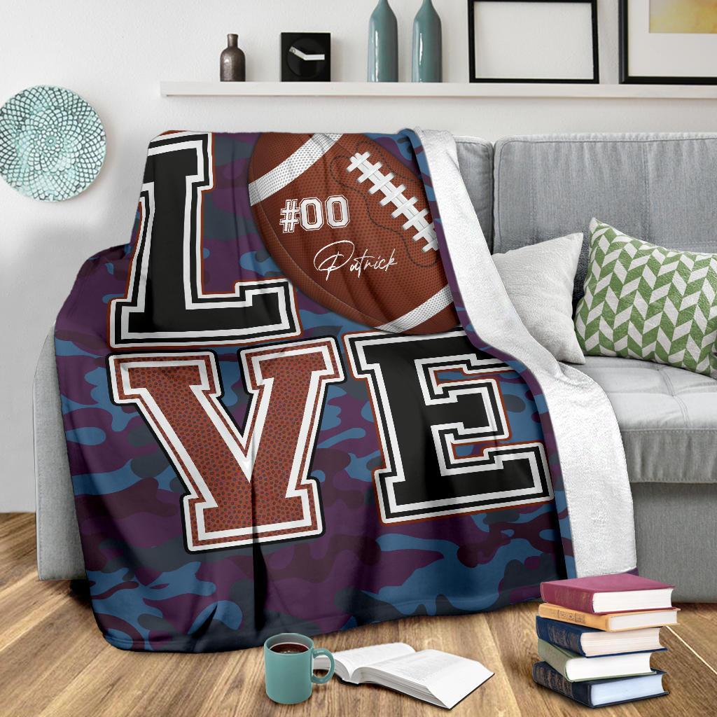 litzzy Personalized Love Football Fleece Blanket - Lath2411204 Quilt Blanket   