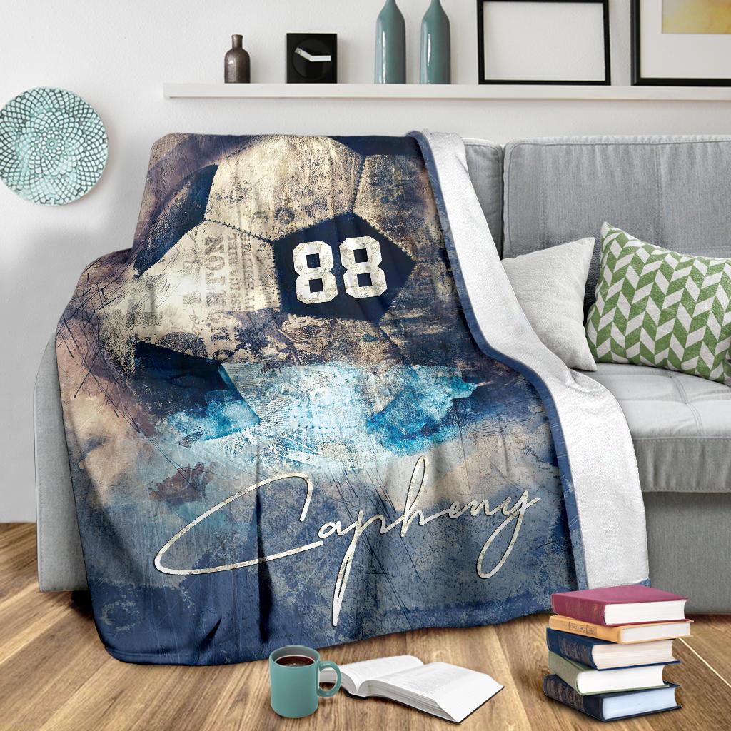 litzzy Personalized Soccer Abstract Fleece Blanket - Tltm3011201 Quilt Blanket   