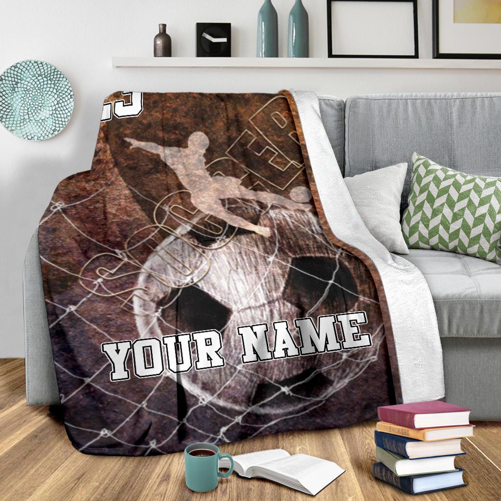 litzzy Personalized Soccer Player Kicking Ball Fleece Blanket - Tlnb03112201 Quilt Blanket   