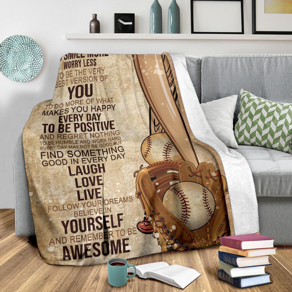 litzzy Today Is A Good Day Baseball Fleece Blanket - Lath0212204 Quilt Blanket   