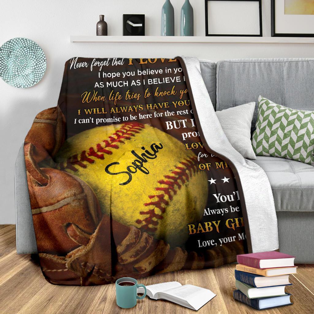 litzzy Personalized Never Forget Baseball Softball Glove Fleece Blanket - Tlno0911201 Quilt Blanket   