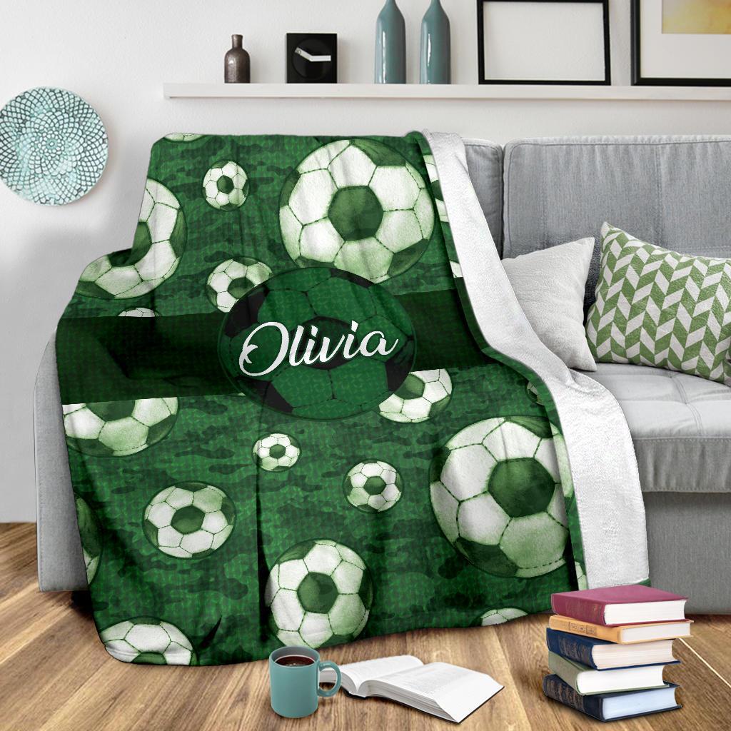 litzzy Personalized Soccer Pattern Texture Fleece Blanket - Nh1411202 Quilt Blanket GREEN 50 X 60 