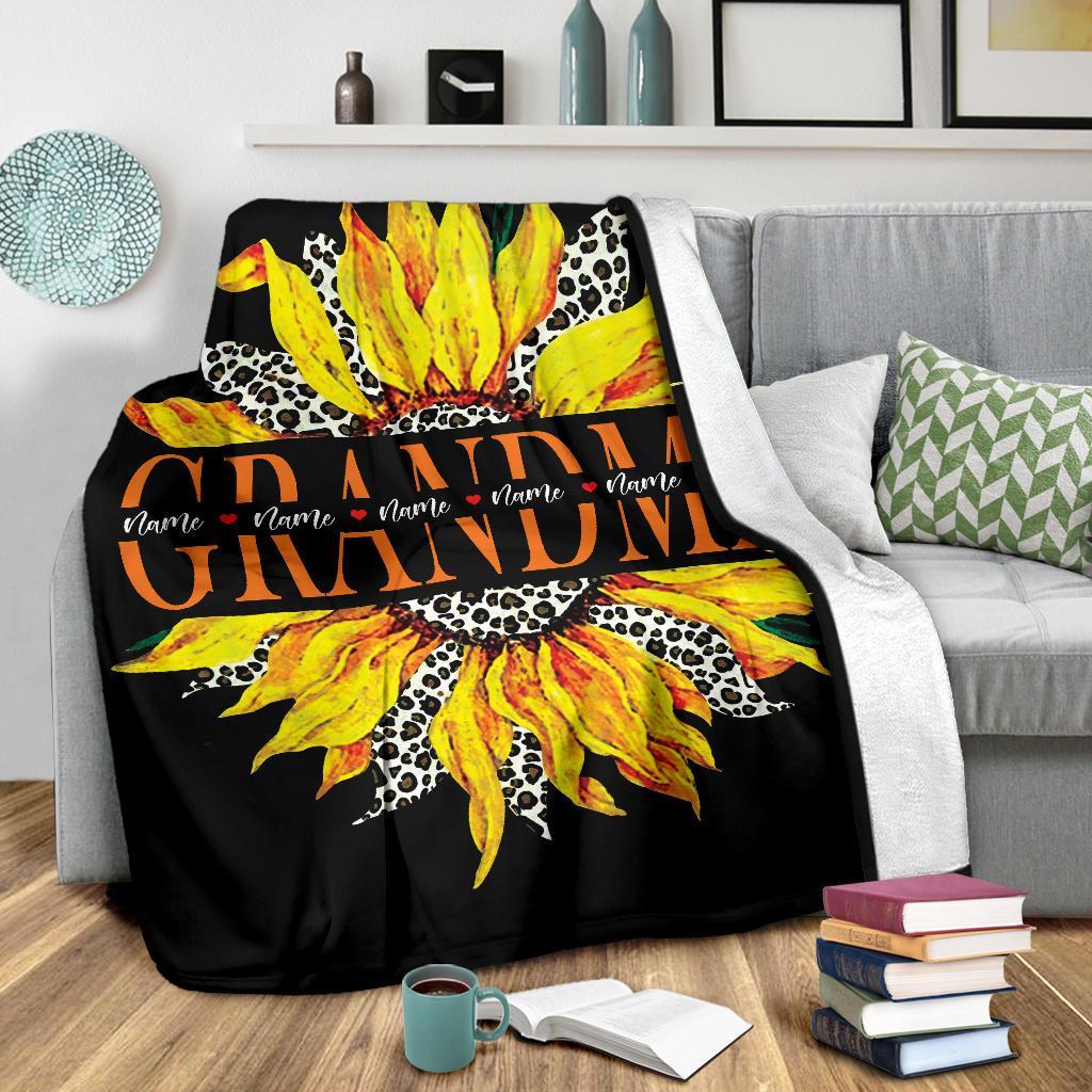 litzzy Personalized Sunflower Grandma Fleece Blanket - Tlty0212201 Quilt Blanket   