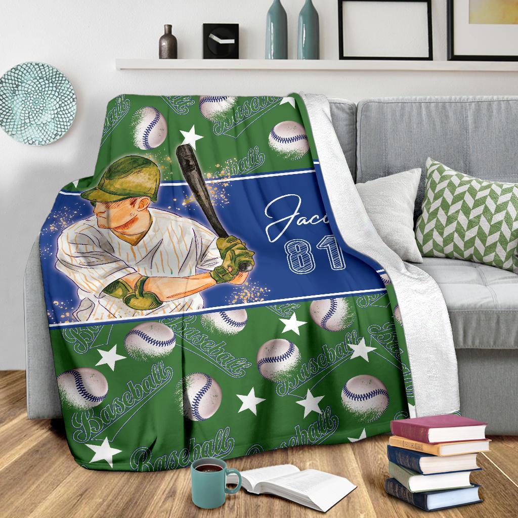 litzzy Personalized Baseball Balls Fleece Blanket - Lath2611202 Quilt Blanket GREEN 50 X 60 