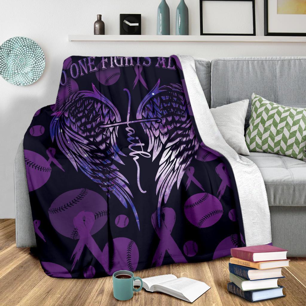 litzzy No One Fights Alone Ball Fleece Blanket - Lath3011203 Quilt Blanket EPILEPSY AWARENESS 60 X 80 