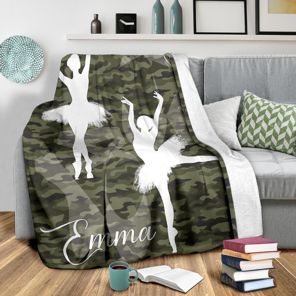litzzy Personalized Ballet Fleece Blanket - Latg2311201 Quilt Blanket DARK CAMO 60 x 80 