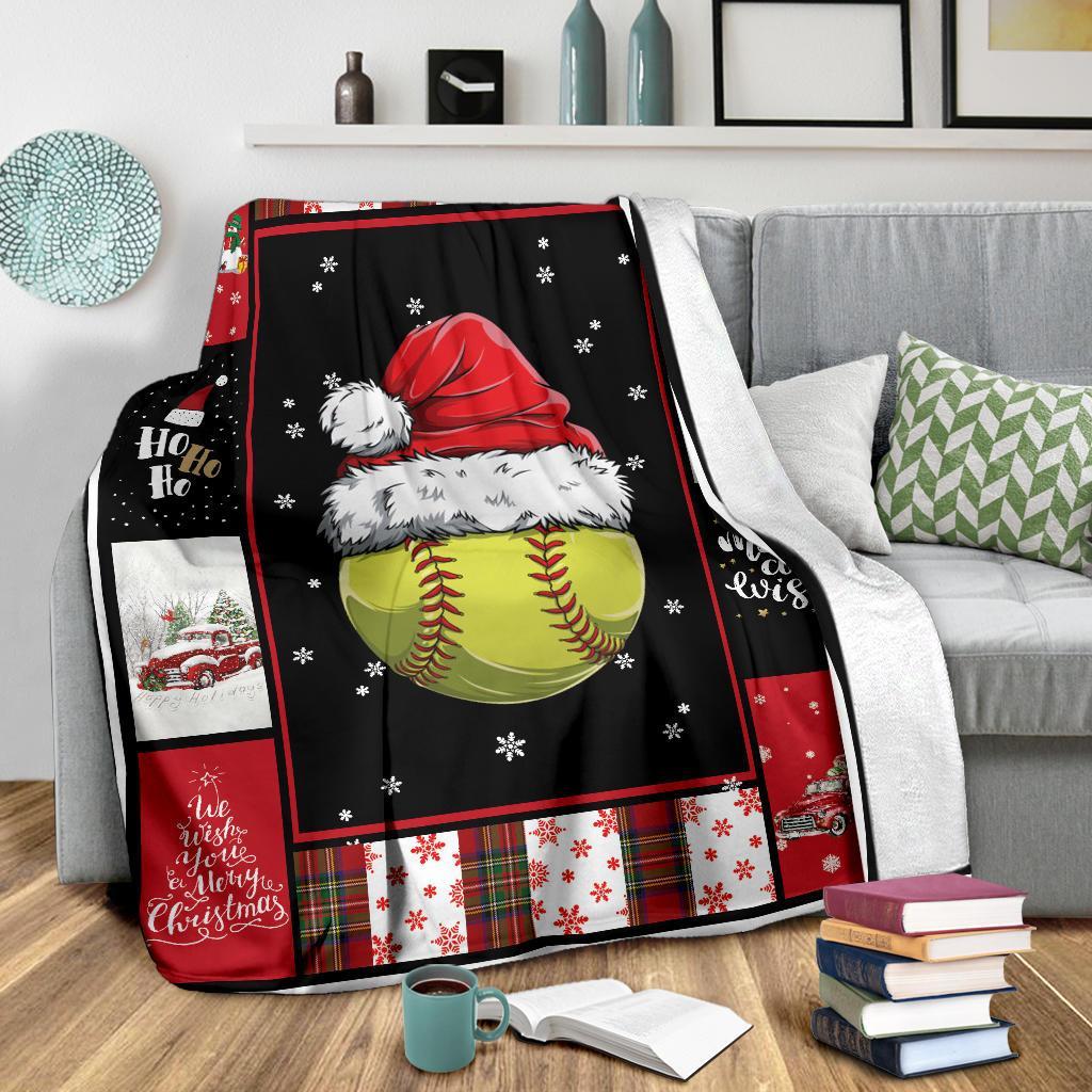litzzy Sport Santa Xmas Fleece Blanket - Lath2011201 Quilt Blanket SOFTBALL 50 x 60 