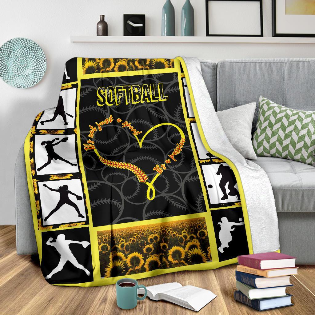 litzzy Softball It'S A Passion Fleece Blanket - Latg3011201 Quilt Blanket   